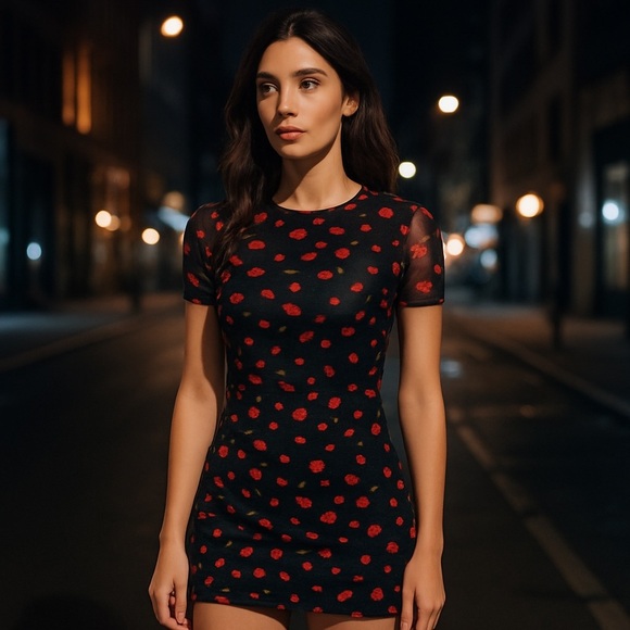 🌹 Princess Polly Sheer Mesh Floral Bodycon Mini Dress – Size 4 (US) - Picture 14 of 14